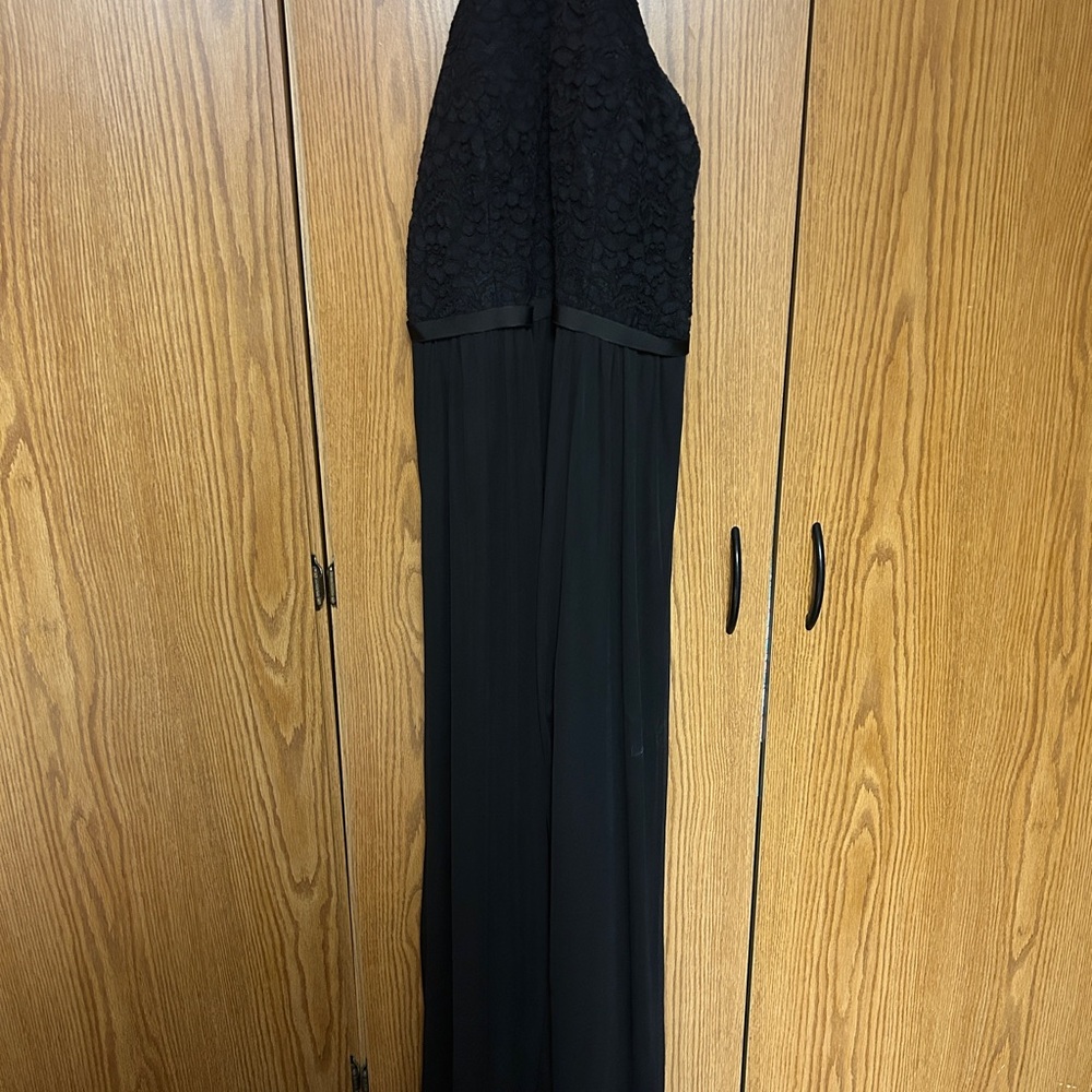 David's Bridal Black Lace Maxi Dress